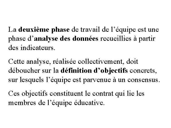 La deuxième phase de travail de l’équipe est une phase d’analyse des données recueillies