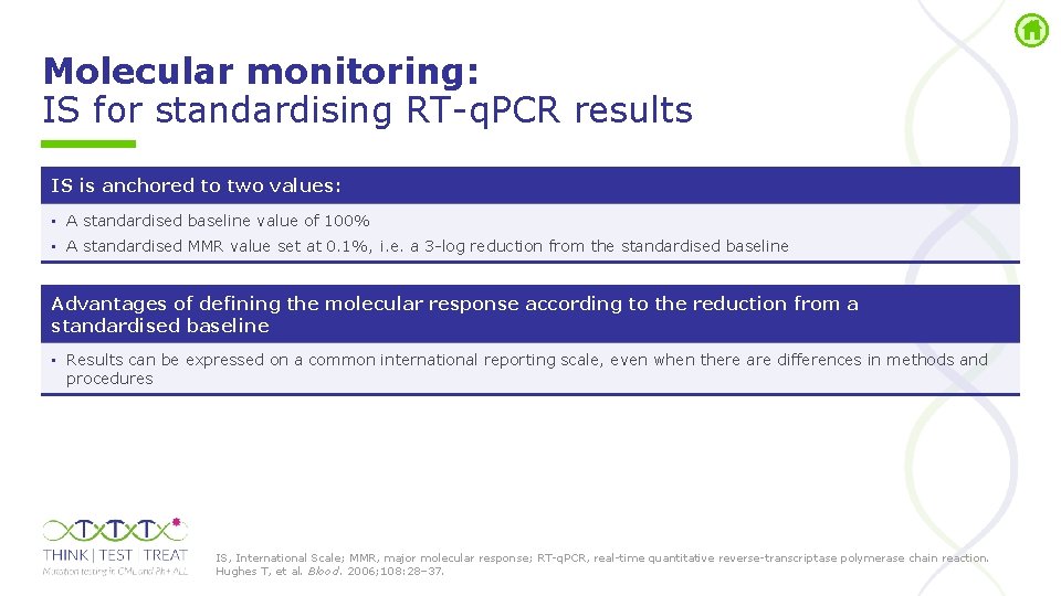 Molecular monitoring: IS for standardising RT q. PCR results IS is anchored to two