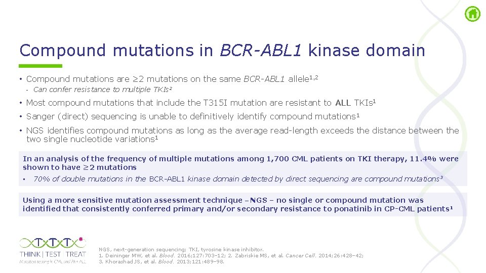 Compound mutations in BCR-ABL 1 kinase domain • Compound mutations are ≥ 2 mutations