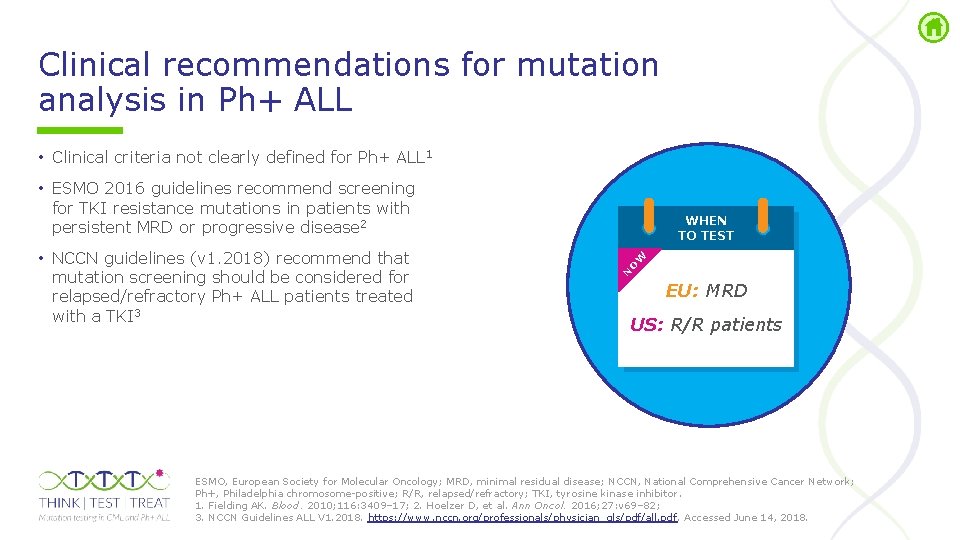 Clinical recommendations for mutation analysis in Ph+ ALL • Clinical criteria not clearly defined