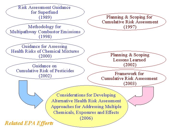 Risk Assessment Guidance for Superfund (1989) Methodology for Multipathway Combustor Emissions (1998) Guidance for