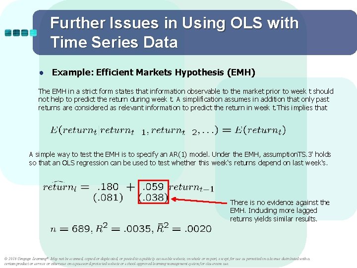 Further Issues in Using OLS with Time Series Data ● Example: Efficient Markets Hypothesis