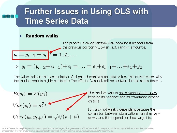 Further Issues in Using OLS with Time Series Data ● Random walks The process