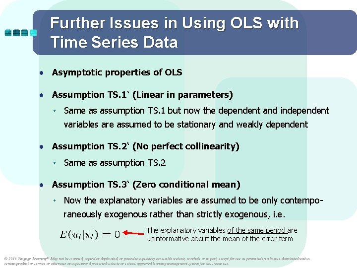 Further Issues in Using OLS with Time Series Data ● Asymptotic properties of OLS