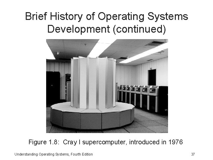 Brief History of Operating Systems Development (continued) Figure 1. 8: Cray I supercomputer, introduced