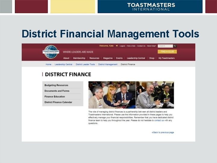District Financial Management Tools 