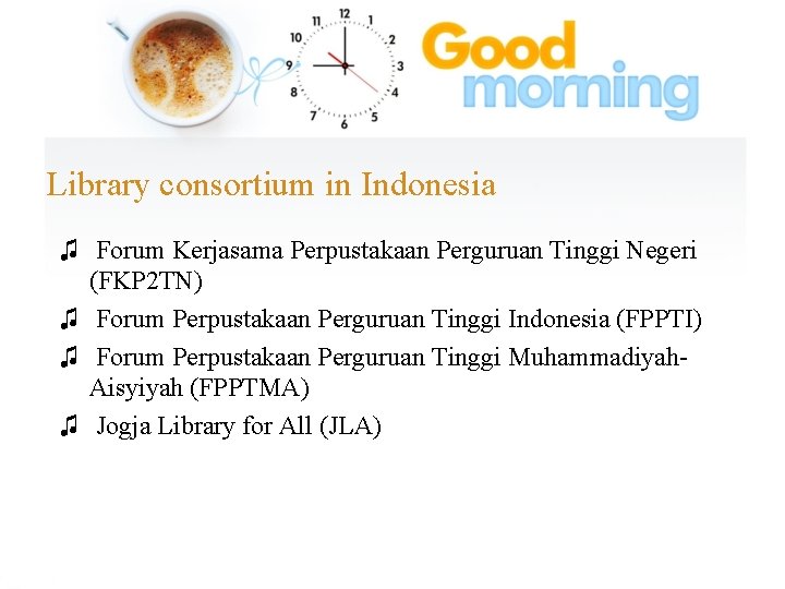 Library consortium in Indonesia ♫ Forum Kerjasama Perpustakaan Perguruan Tinggi Negeri (FKP 2 TN)
