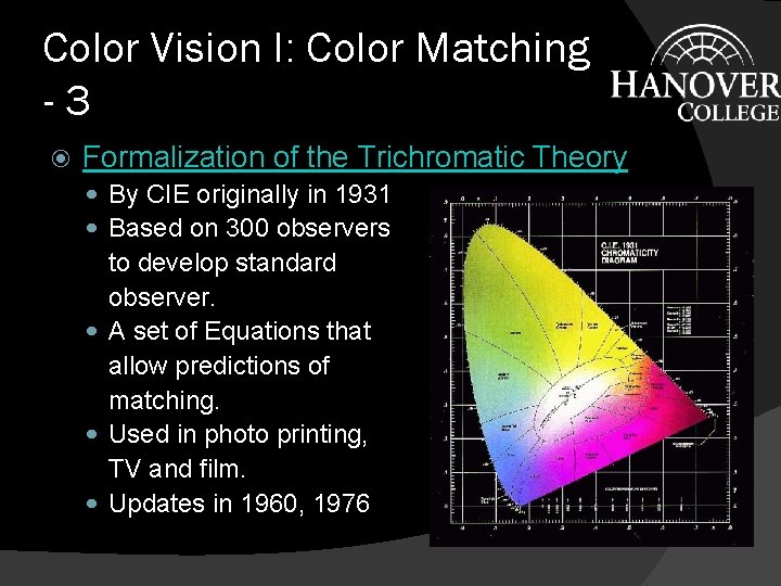 Color Vision I: Color Matching -3 Formalization of the Trichromatic Theory By CIE originally