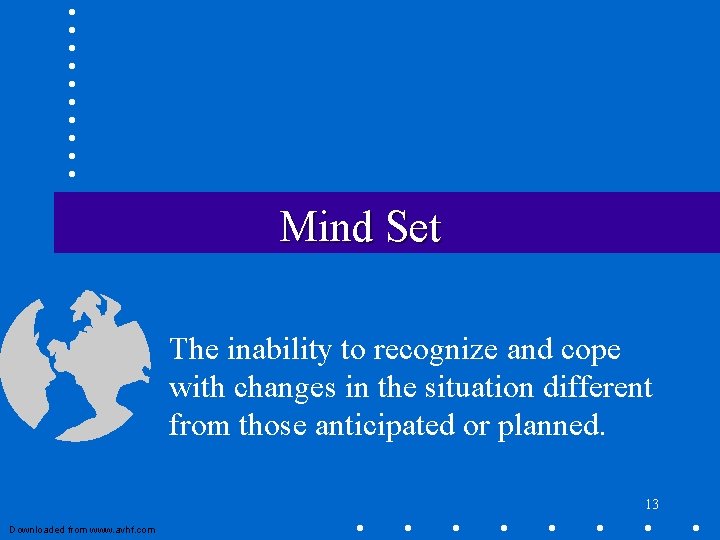 Mind Set The inability to recognize and cope with changes in the situation different Mind Set The inability to recognize and cope with changes in the situation different