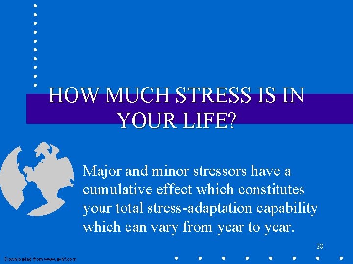 HOW MUCH STRESS IS IN YOUR LIFE? Major and minor stressors have a cumulative