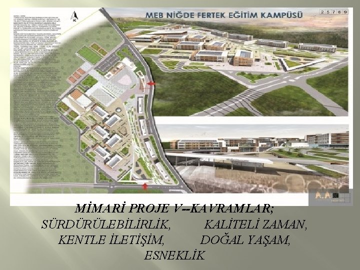 MİMARİ PROJE V--KAVRAMLAR; SÜRDÜRÜLEBİLİRLİK, KALİTELİ ZAMAN, KENTLE İLETİŞİM, DOĞAL YAŞAM, ESNEKLİK 