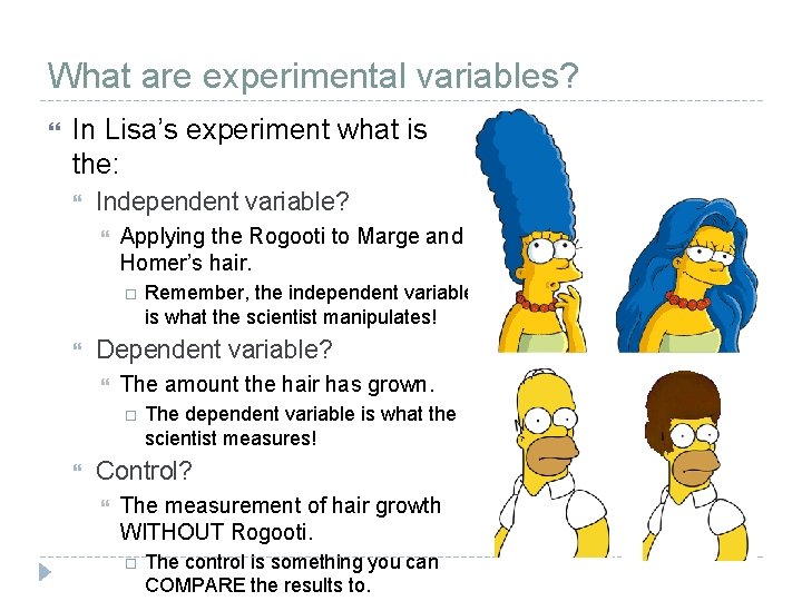 What are experimental variables? In Lisa’s experiment what is the: Independent variable? Applying the What are experimental variables? In Lisa’s experiment what is the: Independent variable? Applying the