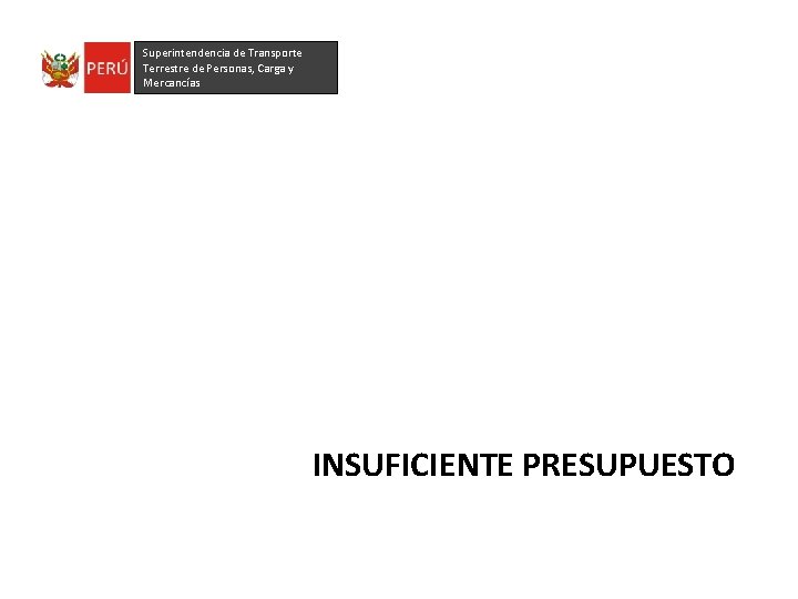 Superintendencia de Transporte Terrestre de Personas, Carga y Mercancías INSUFICIENTE PRESUPUESTO 