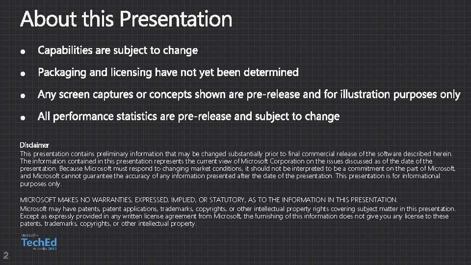 l l Disclaimer This presentation contains preliminary information that may be changed substantially prior