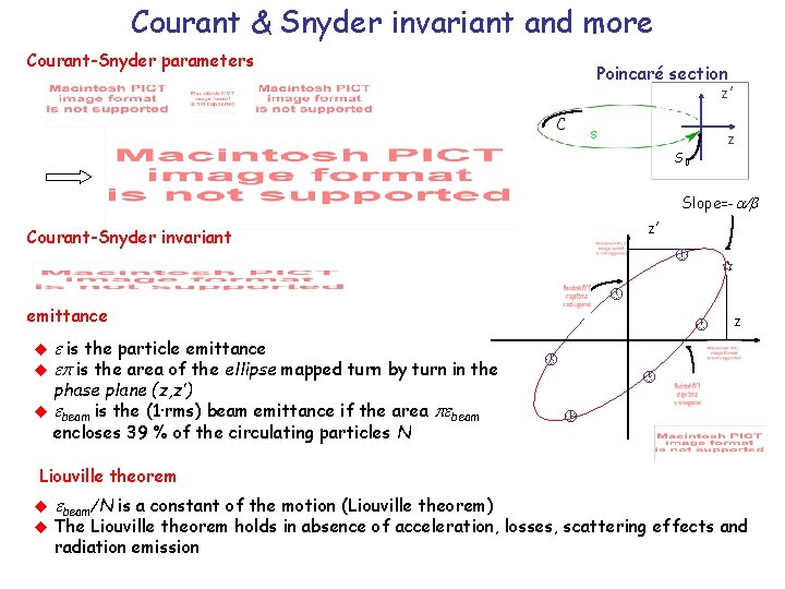Courant & Snyder invariant and more Courant-Snyder parameters Poincaré section z’ C s z Courant & Snyder invariant and more Courant-Snyder parameters Poincaré section z’ C s z