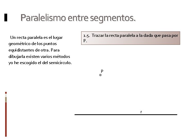 Paralelismo entre segmentos. Un recta paralela es el lugar geométrico de los puntos equidistantes