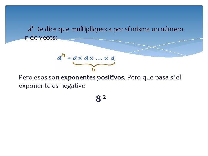 n a te dice que multipliques a por sí misma un número n de