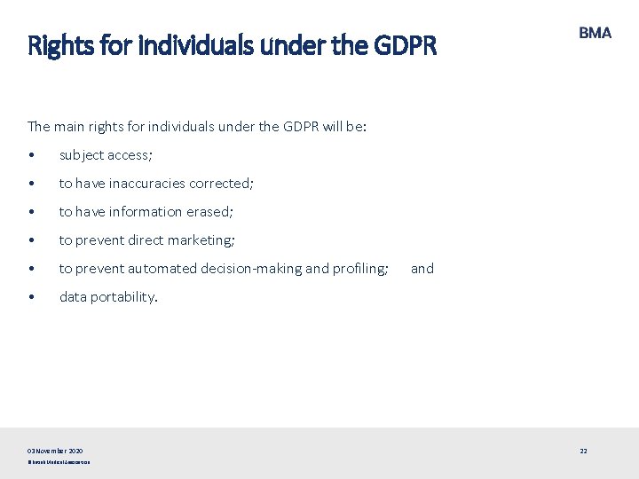 Rights for individuals under the GDPR The main rights for individuals under the GDPR