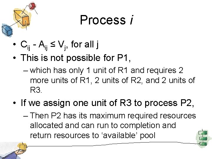 Process i • Cij - Aij ≤ Vj, for all j • This is