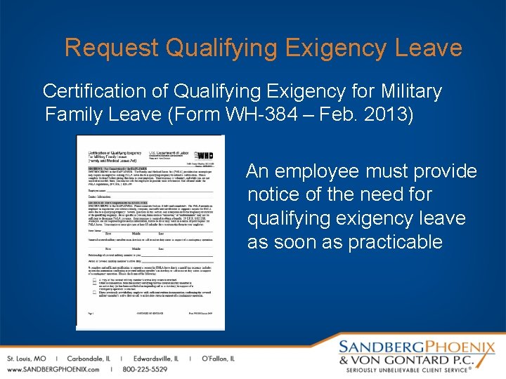 Request Qualifying Exigency Leave Certification of Qualifying Exigency for Military Family Leave (Form WH-384