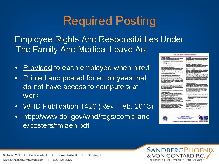 Required Posting Employee Rights And Responsibilities Under The Family And Medical Leave Act •