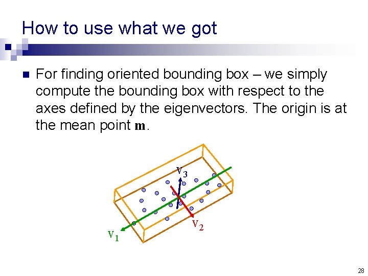 How to use what we got n For finding oriented bounding box – we