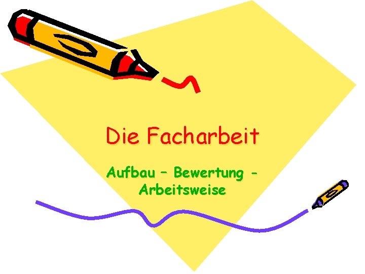 Die Facharbeit Aufbau – Bewertung Arbeitsweise 