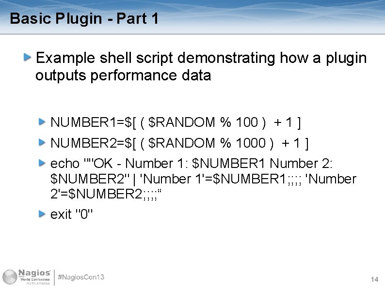 Basic Plugin - Part 1 Example shell script demonstrating how a plugin outputs performance