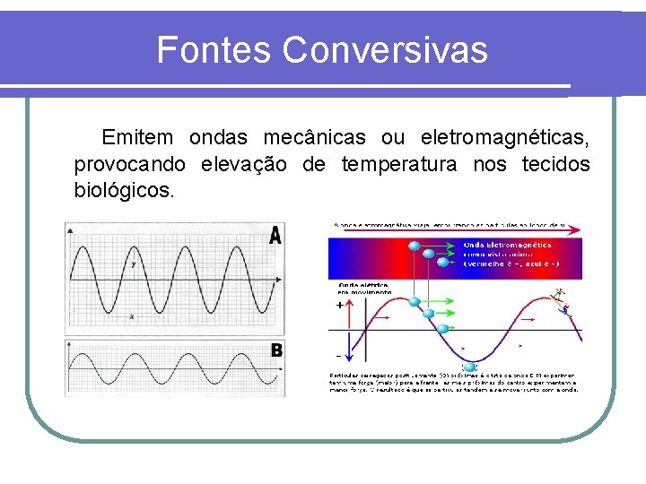 Fontes Conversivas Emitem ondas mecânicas ou eletromagnéticas, provocando elevação de temperatura nos tecidos biológicos.