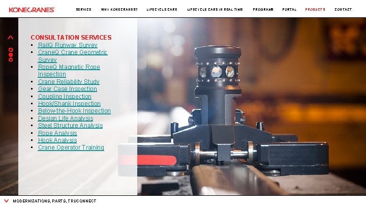 SERVICE WHY KONECRANES? CONSULTATION SERVICES • Rail. Q Runway Survey • Crane. Q Crane