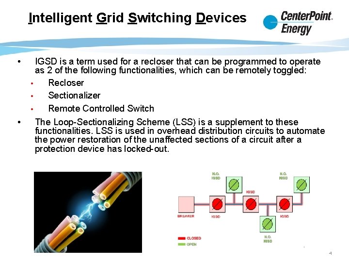 Intelligent Grid Switching Devices • • IGSD is a term used for a recloser