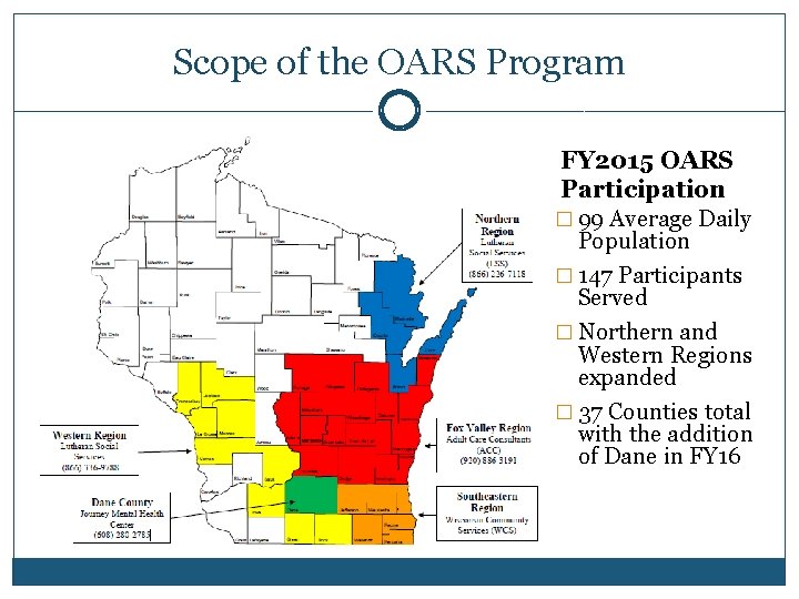 Scope of the OARS Program FY 2015 OARS Participation � 99 Average Daily Population