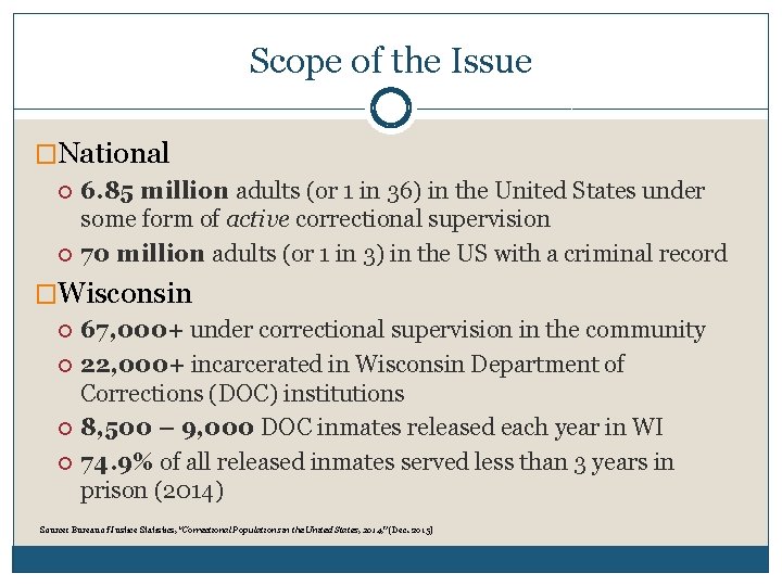 Scope of the Issue �National 6. 85 million adults (or 1 in 36) in