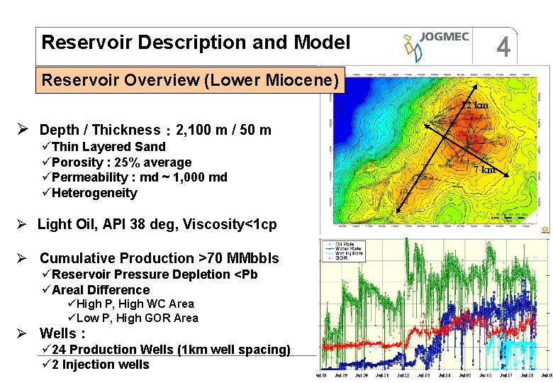 4 Reservoir Description and Model Reservoir Overview (Lower Miocene) 12 km Ø Depth /