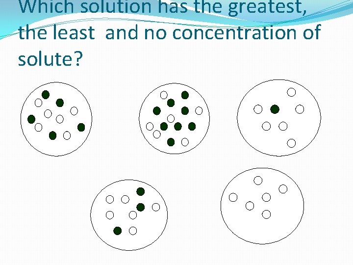 Which solution has the greatest, the least and no concentration of solute? 