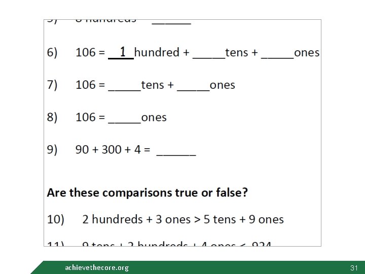 achievethecore. org 31 