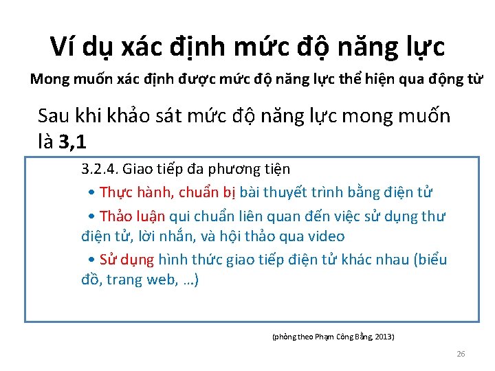 Ví dụ xác định mức độ năng lực Mong muốn xác định được mức