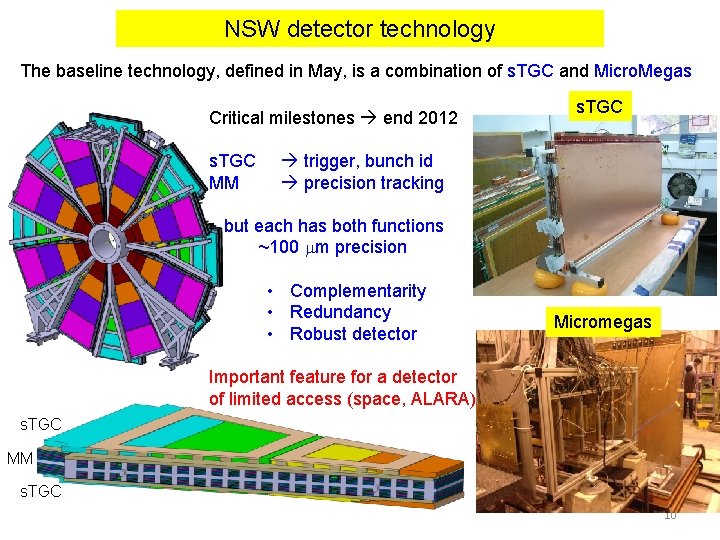 NSW detector technology The baseline technology, defined in May, is a combination of s. NSW detector technology The baseline technology, defined in May, is a combination of s.