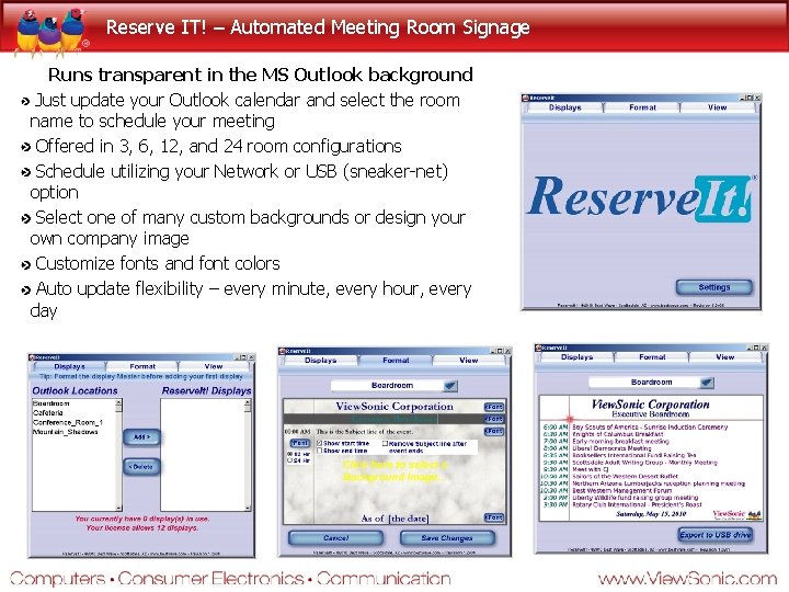 Reserve IT! – Automated Meeting Room Signage Runs transparent in the MS Outlook background