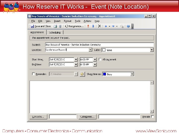 How Reserve IT Works - Event (Note Location) 