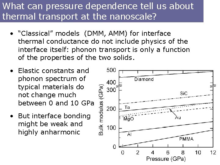 What can pressure dependence tell us about thermal transport at the nanoscale? • “Classical”
