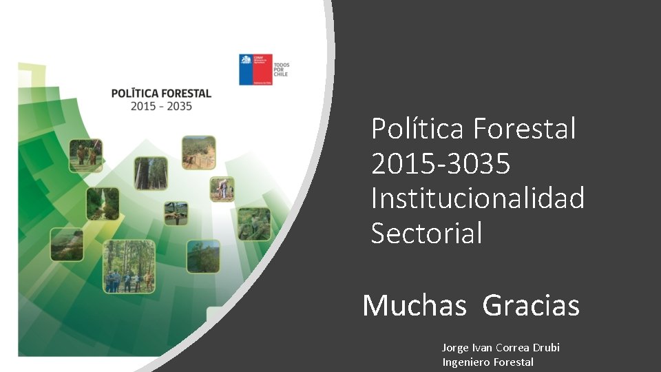 Política Forestal 2015 -3035 Institucionalidad Sectorial Muchas Gracias Jorge Ivan Correa Drubi Ingeniero Forestal