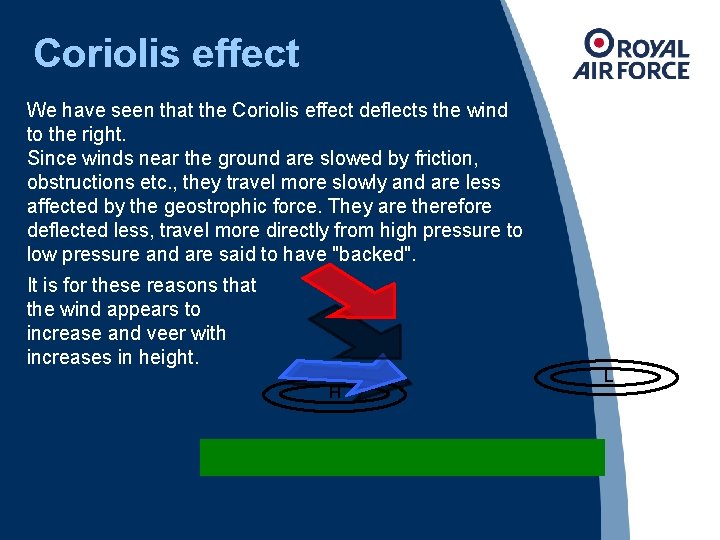 Coriolis effect We have seen that the Coriolis effect deflects the wind to the