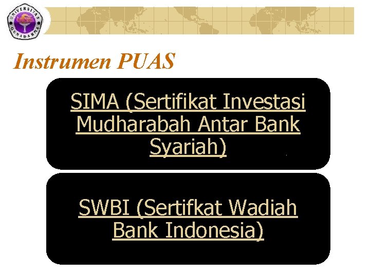 Instrumen PUAS SIMA (Sertifikat Investasi Mudharabah Antar Bank Syariah) SWBI (Sertifkat Wadiah Bank Indonesia)