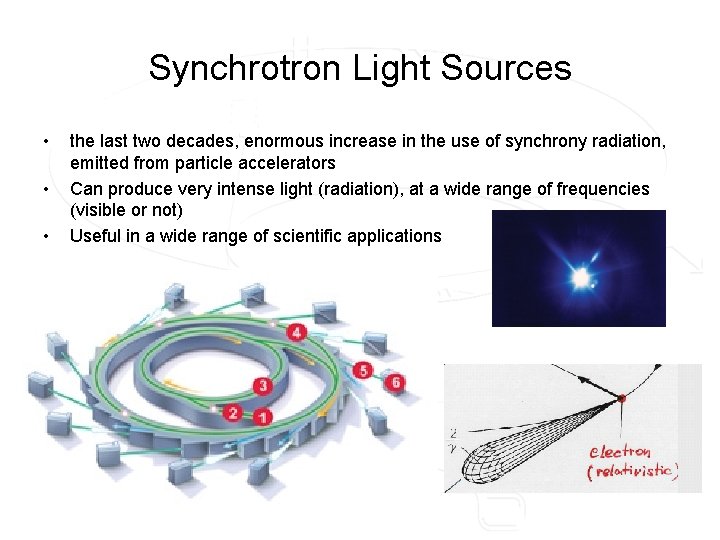 Synchrotron Light Sources • • • the last two decades, enormous increase in the