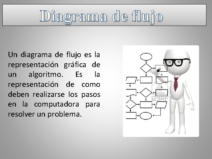 Diagrama de flujo Un diagrama de flujo es la representación gráfica de un algoritmo.