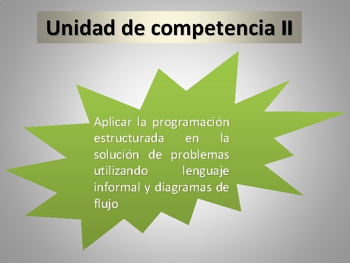 Unidad de competencia II Aplicar la programación estructurada en la solución de problemas utilizando