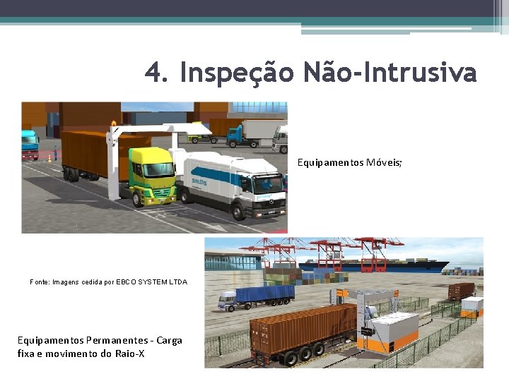 4. Inspeção Não-Intrusiva Equipamentos Móveis; Fonte: Imagens cedida por EBCO SYSTEM LTDA Equipamentos Permanentes