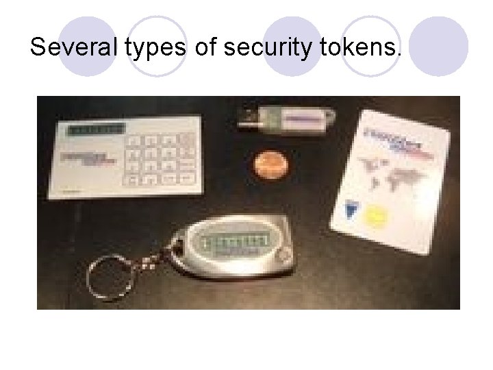 Several types of security tokens. 