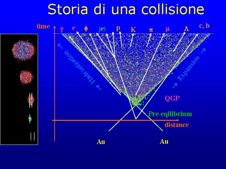 Storia di una collisione f e g jet p K p m c, b